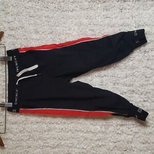 Givenchy kids black jogger pants with red stripe 4 toddler slim fit